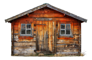 Classic wooden cabin with rustic exterior design, cut out - stock . png