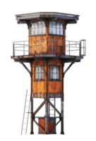 Vintage industrial watchtower, cut out - stock .. png