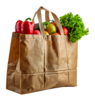 Canvas grocery bag with tomatoes and lettuce, cut out - stock . png