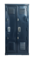 Navy blue storage lockers with padlocks, cut out - stock .. png