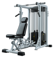 White gym weightlifting station with barbells, cut out - stock .. png