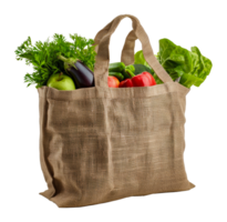 Reusable grocery bag with fresh vegetables, cut out - stock . png