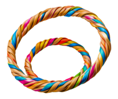 Multicolored rope twisted into a circular shape, cut out - stock .. png