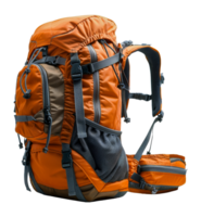 Adjustable straps orange hiking backpack for outdoor, cut out - stock .. png