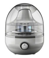 Modern humidifier with transparent dome and sleek silver design, cut out - stock .. png