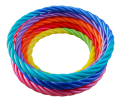 Colorful twisted rope in pink and blue circular shape, cut out - stock .. png