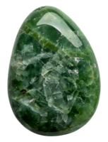 Green gemstone egg with natural crystalline textures, cut out - stock .. png