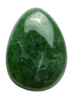 Green gemstone egg with natural crystalline textures, cut out - stock .. png