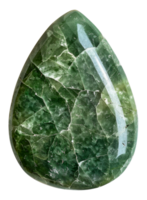 Green gemstone egg with natural crystalline textures, cut out - stock .. png