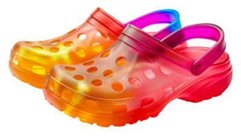 Colorful slide sandals with vibrant gradient effect, cut out - stock .. png