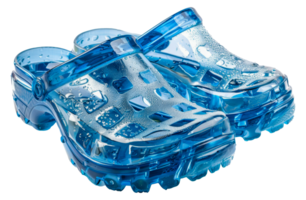 blu trasparente zoccoli con acqua spruzzata, tagliare su - azione .. png