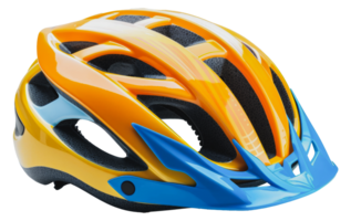 Sporty cycling helmet in yellow and blue, cut out - stock .. png