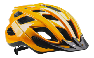 Yellow racing bicycle helmet, cut out - stock .. png