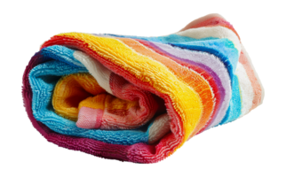 Rolled colorful towel, cut out - stock .. png