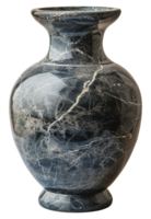 Black marble vase with white veins, cut out - stock .. png
