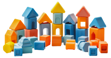 Colorful plastic castle toy, cut out - stock . png