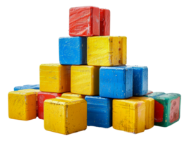 Colorful wooden blocks pyramid, cut out - stock . png