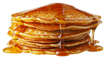 Pancakes with dripping maple syrup, cut out - stock . png