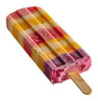 Multilayered fruit popsicle on wooden stick, cut out - stock . png