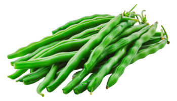 Fresh green beans piled together, cut out - stock . png