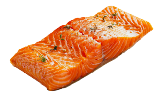 Fresh salmon fillet with herbs and seasoning, cut out - stock . png