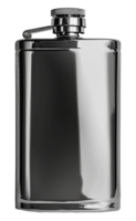 Shiny stainless steel hip flask, cut out - stock . png