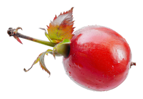 close of a fresh red rosehip, cut out - stock . png