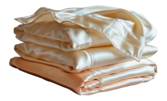 Pile of white satin sheets folded, cut out - stock . png