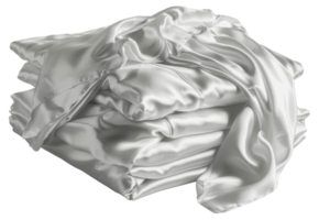 Pile of white satin sheets folded, cut out - stock . png