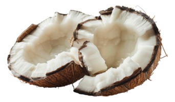 Coconut halves with white flesh, cut out - stock . png