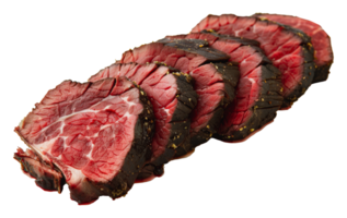 Slices of smoked beef, cut out - stock . png