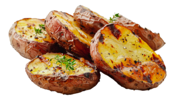 Roasted potatoes with seasoning, cut out - stock . png