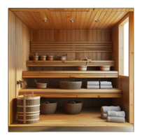 moderno de madera sauna interior diseño, cortar fuera - valores . png