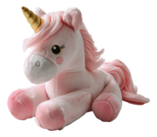 Cute pink unicorn plush toy, cut out - stock . png