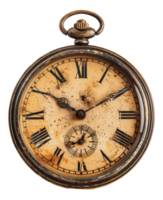 Antique round wooden wall clock, cut out - stock . png