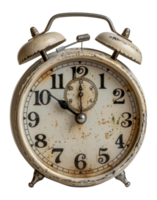 antique blanc alarme l'horloge avec affligé finir, Couper en dehors - Stock . png