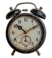 antique noir alarme l'horloge avec affligé finir, Couper en dehors - Stock . png