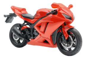 Sleek red sports motorcycle, cut out - stock . png