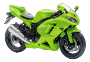 Sleek green sports motorcycle, cut out - stock . png