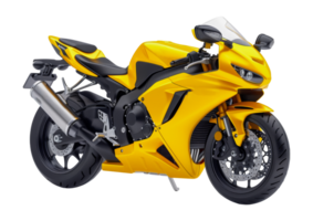 Sleek yellow sports motorcycle, cut out - stock . png