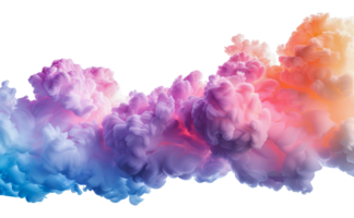 Soft pastel ink clouds merging, cut out - stock . png