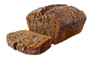 Sliced banana bread with walnuts, cut out - stock . png
