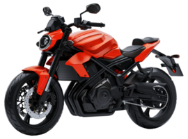 Sleek red sports motorcycle, cut out - stock . png