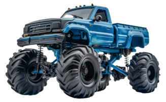 Blue monster truck with large tires, cut out - stock . png