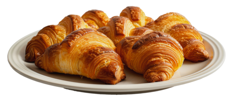 färsk croissanter på en tallrik, skära ut - stock . png