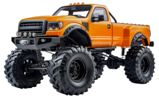 Orange Monster- LKW mit übergroß Reifen, Schnitt aus - - Lager . png