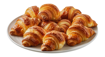 Fresh croissants on a plate, cut out - stock . png