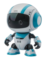 White and blue futuristic robot toy, cut out - stock . png