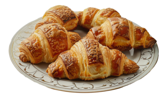 gyllene croissanter på dekorativ tallrik, skära ut - stock . png