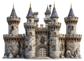 Fantasy castle model with detailed architecture, cut out - stock . png